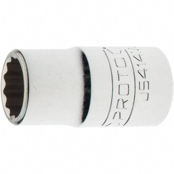 Proto - 1/2" Drive, Standard Hand Socket - 12 Points, 1-5/8" OAL, Steel, Chrome Finish - Benchmark Tooling