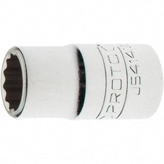 Proto - 1/2" Drive, Standard Hand Socket - 12 Points, 1-5/8" OAL, Steel, Chrome Finish - Benchmark Tooling