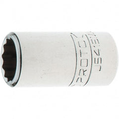 Proto - 1/2" Drive, Standard Hand Socket - 12 Points, 1-5/8" OAL, Steel, Chrome Finish - Benchmark Tooling