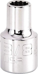 Proto - 3/8", 1/2" Drive, Standard Hand Socket - 12 Points, 1-17/32" OAL, Steel, Chrome Finish - Benchmark Tooling