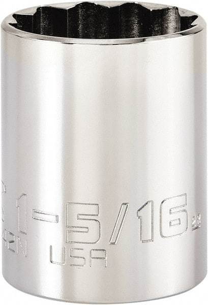 Proto - 1-5/16", 1/2" Drive, Standard Hand Socket - 12 Points, 2-3/64" OAL, Steel, Chrome Finish - Benchmark Tooling