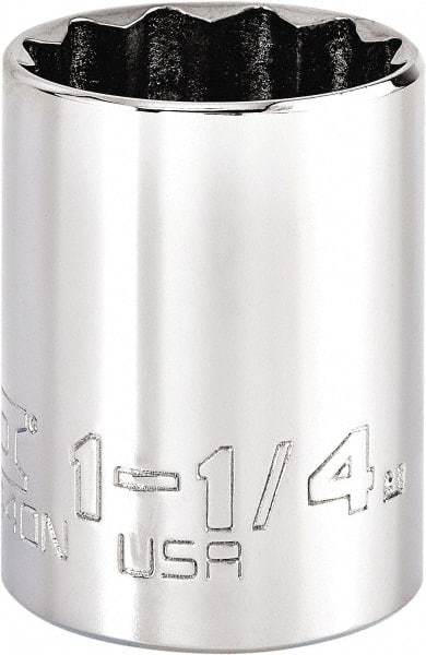 Proto - 1-1/4", 1/2" Drive, Standard Hand Socket - 12 Points, 1-1/64" OAL, Steel, Chrome Finish - Benchmark Tooling