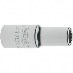 Proto - 1/4" Drive, Standard Hand Socket - 12 Points, 1-17/64" OAL, Steel, Chrome Finish - Benchmark Tooling