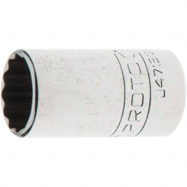 Proto - 1/4" Drive, Standard Hand Socket - 12 Points, 1-17/64" OAL, Steel, Chrome Finish - Benchmark Tooling