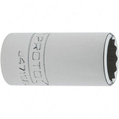 Proto - 1/4" Drive, Standard Hand Socket - 12 Points, 1-17/64" OAL, Steel, Chrome Finish - Benchmark Tooling