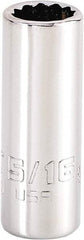 Proto - 5/16", 1/4" Drive, Standard Hand Socket - 12 Points, 1-15/64" OAL, Steel, Chrome Finish - Benchmark Tooling