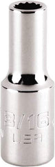 Proto - 3/16", 1/4" Drive, Standard Hand Socket - 12 Points, 1-15/64" OAL, Steel, Chrome Finish - Benchmark Tooling