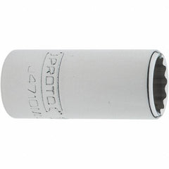 Proto - 1/4" Drive, Standard Hand Socket - 12 Points, 1-17/64" OAL, Steel, Chrome Finish - Benchmark Tooling