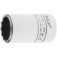 Proto - 1/4" Drive, Standard Hand Socket - 12 Points, 1-17/64" OAL, Steel, Chrome Finish - Benchmark Tooling