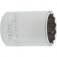 Proto - 1/2" Drive, Standard Hand Socket - 12 Points, 1-61/64" OAL, Steel, Chrome Finish - Benchmark Tooling