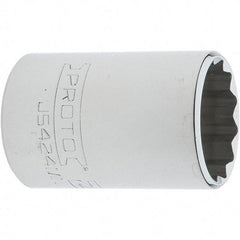 Proto - 1/2" Drive, Standard Hand Socket - 12 Points, 1-7/8" OAL, Steel, Chrome Finish - Benchmark Tooling