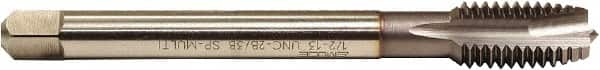 Emuge - M12x1.75 Metric, 3 Flute, TiCN Finish, HSS-E Spiral Point Tap - Plug Chamfer, Right Hand Thread, 110mm OAL, 0.367" Shank Diam, 6H Class of Fit - Exact Industrial Supply