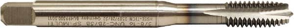 Emuge - #5-40 UNC, 3 Flute, TiCN Finish, HSS-E Spiral Point Tap - Plug Chamfer, Right Hand Thread, 2.205" OAL, 0.433" Thread Length, 0.141" Shank Diam, 2B/3B Class of Fit - Exact Industrial Supply