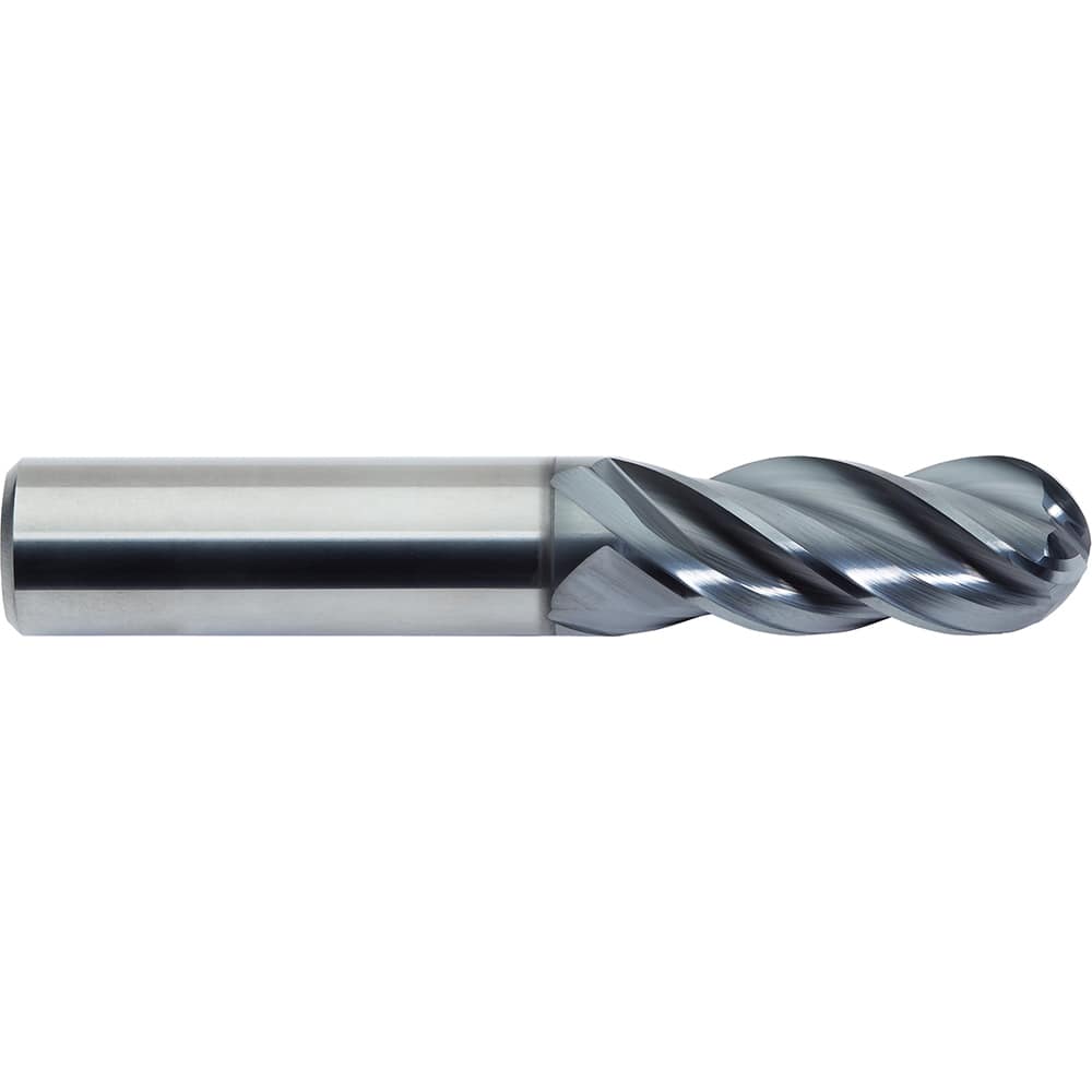 M.A. Ford - Ball End Mills; Mill Diameter (mm): 6.00 ; Mill Diameter (Decimal Inch): 0.2362 ; Number of Flutes: 4 ; Length of Cut (mm): 13.0000 ; Length of Cut (Decimal Inch): 0.5100 ; Material: Solid Carbide