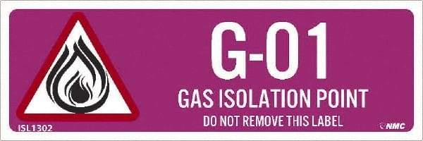 NMC - Energy Isolation Label - Legend: G - 01 THRU G - 10 DO NOT REMOVE THIS TAG GAS ISOLATION POINT, English, Purple, 3" Long x 1" High, Sign Muscle Finish - Benchmark Tooling