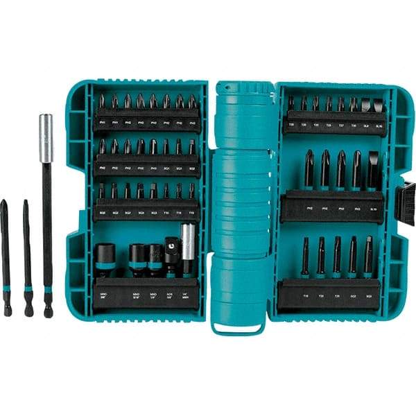 Makita - Power Bit, Insert Bit & Nut Driver Set - 1/4 to 3/8" Hex, #2, 1/4", 3/8" Drive, Phillips, Slotted, Torx, Square Point - Benchmark Tooling