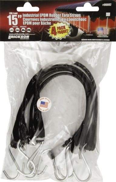 Erickson Manufacturing - Tarp Strap with S Hook - 15" OAL, Black - Benchmark Tooling