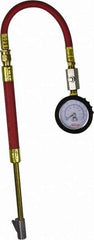 Milton - 0 to 160 psi Dial Straight Foot Dual Head Tire Pressure Gauge - 9' Hose Length, 5 psi Resolution - Benchmark Tooling