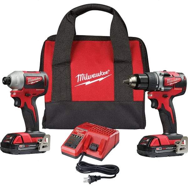 Milwaukee Tool - 18 Volt Cordless Tool Combination Kit - Includes Brushless Compact Drill/Driver & Brushless 1/4" Impact Driver, Lithium-Ion Battery Included - Benchmark Tooling