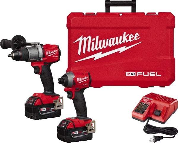 Milwaukee Tool - 18 Volt Cordless Tool Combination Kit - Includes 1/2" Brushless Hammer Drill/Driver & 1/4" Hex Impact Driver, Lithium-Ion Battery Included - Benchmark Tooling