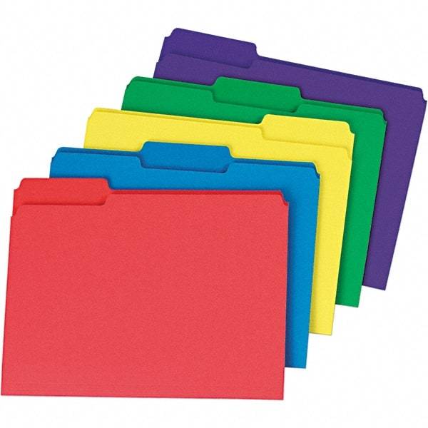 Universal One - 9-5/8 x 11-3/4", Letter Size, Assorted Colors, File Folders with Top Tab - 11 Point Stock, 1/3 Tab Cut Location - Benchmark Tooling