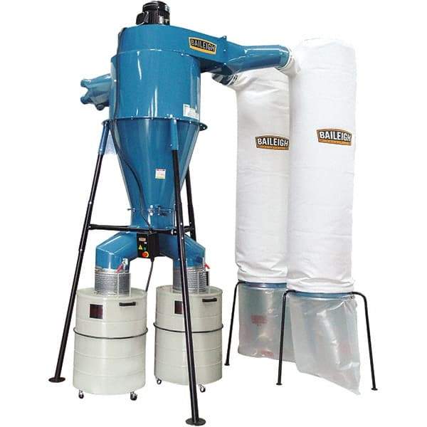 Baileigh - 1µm, 440 Volt Pedestal Mount Dust Collector - 85" Long x 65" Deep x 148" High, 4" Connection Diam, 6,000 CFM Air Flow, 17" Static Pressure Water Level - Benchmark Tooling