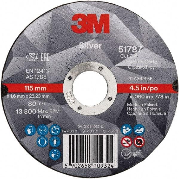 3M - 6" Ceramic Cutoff Wheel - 0.045" Thick, 7/8" Arbor, Use with Angle Grinders - Benchmark Tooling