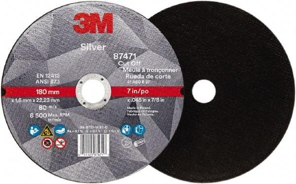 3M - 7" Ceramic Cutoff Wheel - 0.045" Thick, 7/8" Arbor, Use with Angle Grinders - Benchmark Tooling