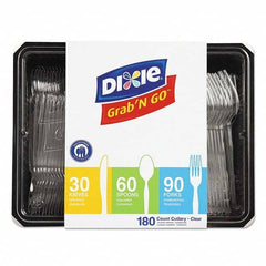 Dixie - Combo Pack, Tray w/Plastic Utensils, 90 Forks, 30 Knives, 60 Spoons - Benchmark Tooling