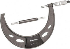 Starrett - 5 to 6" Range, 0.0001" Graduation, Mechanical Outside Micrometer - Ratchet Thimble, 3.35" Throat Depth, Accurate to 0.0001" - Benchmark Tooling