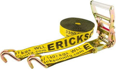 Erickson Manufacturing - 30' Long x 2" Wide, 10,000 Lb Basket Capacity, Polyester & Steel Web Sling - Yellow - Benchmark Tooling