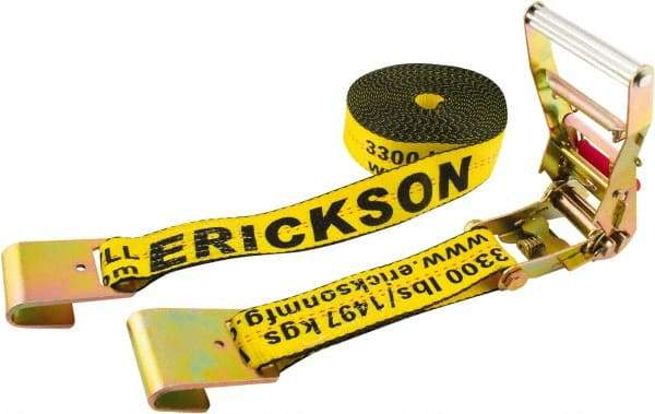 Erickson Manufacturing - 30' Long x 2" Wide, 10,000 Lb Basket Capacity, Polyester & Steel Web Sling - Yellow - Benchmark Tooling