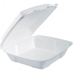 DART - 9-3/8 x 9-3/8 x 3" Foam Hinged Lid Containers - White - Benchmark Tooling