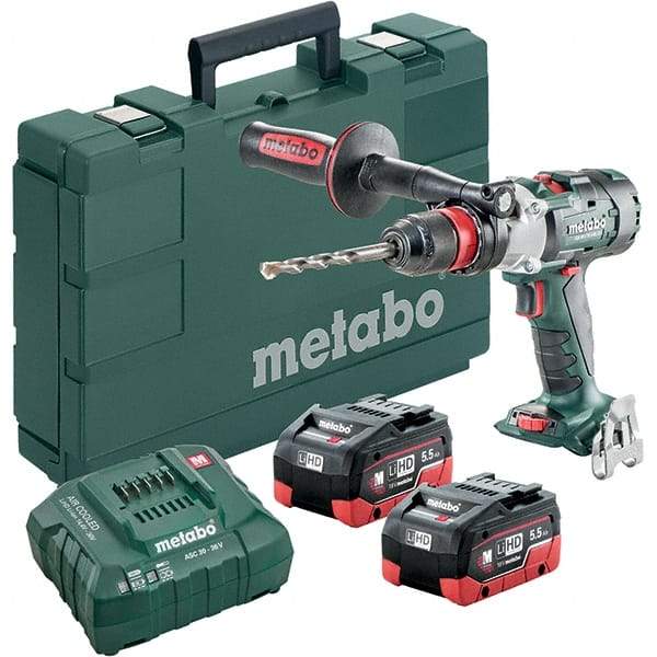 Metabo - 18 Volt 1/16 to 1/2" Keyless Chuck Cordless Hammer Drill - 32300 BPM, 500 to 3,800 RPM, Reversible, Pistol Grip Handle - Benchmark Tooling