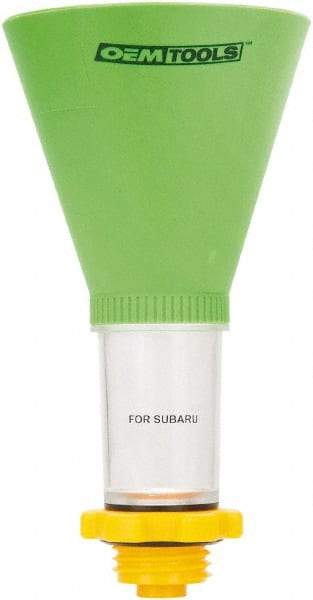 OEM Tools - 16 oz Capacity Plastic Funnel - 5" Mouth OD, 3-3/4" Straight Spout, Green, Clear & Yellow - Benchmark Tooling