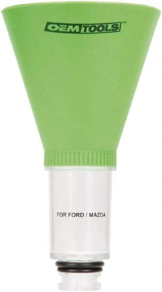 OEM Tools - 16 oz Capacity Plastic Funnel - 5" Mouth OD, 3-3/4" Straight Spout, Green & Clear - Benchmark Tooling