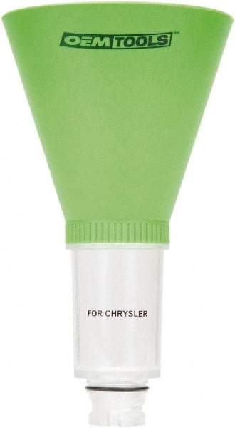 OEM Tools - 16 oz Capacity Plastic Funnel - 5" Mouth OD, 3-3/4" Straight Spout, Green & Clear - Benchmark Tooling