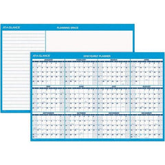 AT-A-GLANCE - 1 Sheet, 36 x 24", Erasable Wall Calendar - Blue & White - Benchmark Tooling