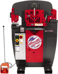 Edwards Manufacturing - 7" Throat Depth, 50 Ton Punch Pressure, 1" in 5/8" Punch Capacity Ironworker - 5 hp, 3 Phase, 460 Volts, 36-3/4" Wide x 54-1/2" High x 36-1/8" Deep - Benchmark Tooling