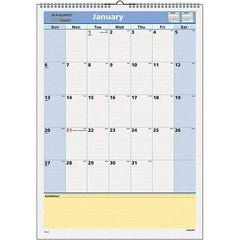 AT-A-GLANCE - 12 Sheet, 12 x 17", Wall Calendar - Blue & Yellow - Benchmark Tooling