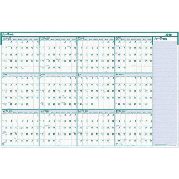 House of Doolittle - 1 Sheet, 24 x 37", Erasable Wall Calendar - White & Teal - Benchmark Tooling