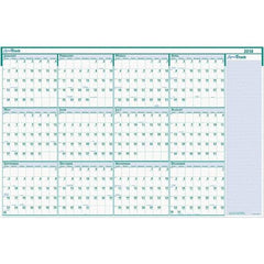 House of Doolittle - 1 Sheet, 24 x 37", Erasable Wall Calendar - White & Teal - Benchmark Tooling