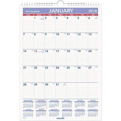 AT-A-GLANCE - 12 Sheet, 12 x 17", Erasable Wall Calendar - White - Benchmark Tooling