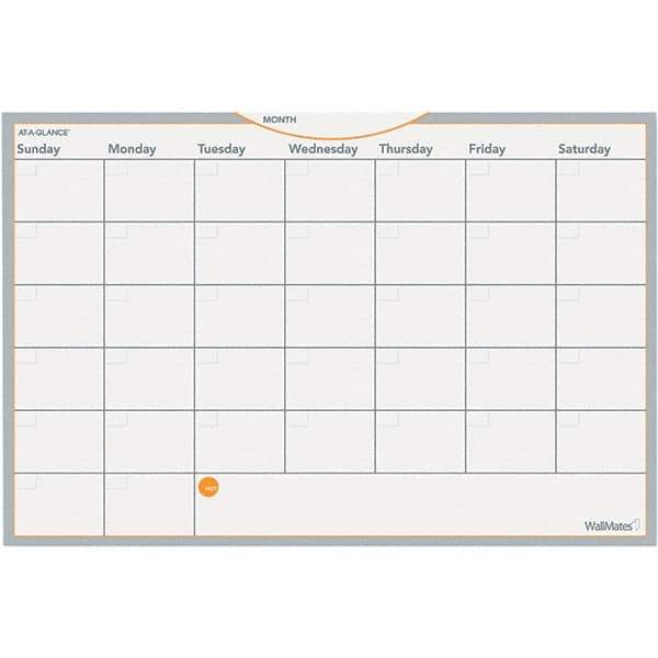 AT-A-GLANCE - 12 Sheet, 18 x 12", Erasable Wall Calendar - Gray, White & Orange - Benchmark Tooling