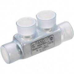 Panduit - 10 to 8 AWG Compatible, Vinyl Partially Insulated, Crimp-On Butt Splice Terminal - Aluminum Contacts, 2.38" OAL, Clear - Benchmark Tooling