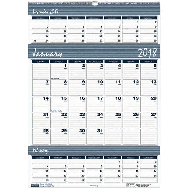 House of Doolittle - 12 Sheet, 15-1/2 x 22", Wall Calendar - Blue & Gray - Benchmark Tooling