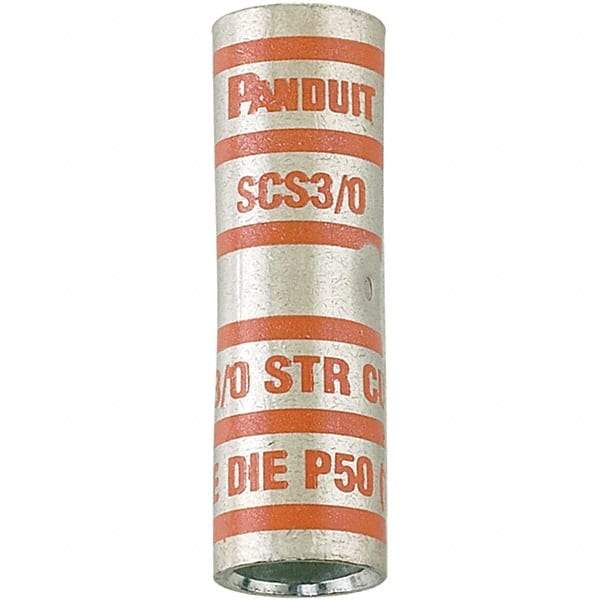 Panduit - 3/0 AWG Compatible, Noninsulated, Crimp-On Butt Splice Terminal - Red - Benchmark Tooling