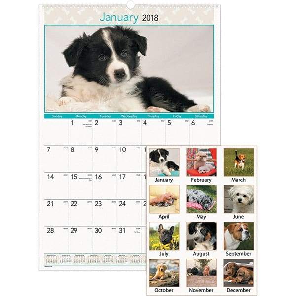 AT-A-GLANCE - 12 Sheet, 15-1/2 x 22-3/4", Wall Calendar - Puppies - Benchmark Tooling