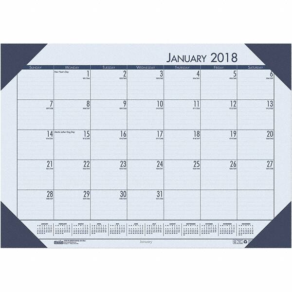 House of Doolittle - 12 Sheet, 22 x 17", Desk Pad Calendar - Ocean Blue - Benchmark Tooling