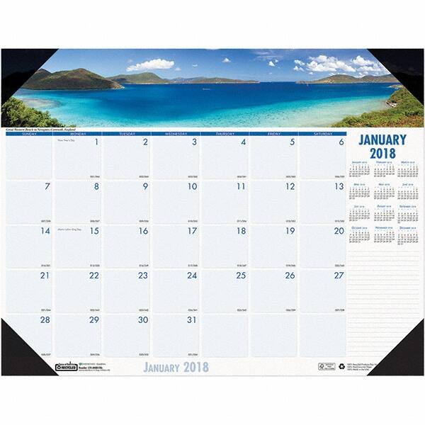 House of Doolittle - 12 Sheet, 22 x 17", Desk Pad Calendar - Coastlines - Benchmark Tooling